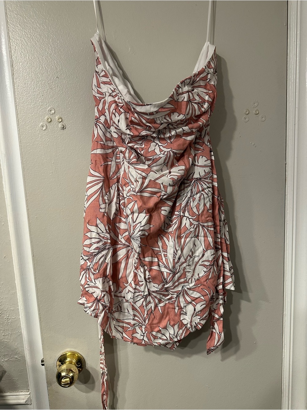 Fashion Nova Pink and White Tropical Print Romper